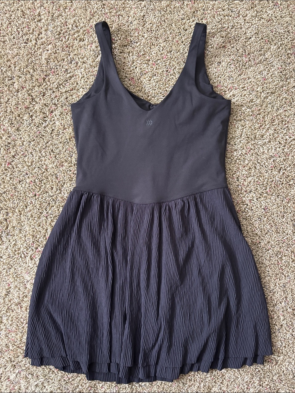 All In Motion Black Knit Plisse Active Dress Sz S Built-In Shorts w/ Pockets - Picture 2 of 10
